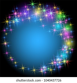 Glowing multicolor salute and firework with sparkle stars