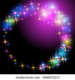 Glowing multicolor salute and firework with sparkle stars