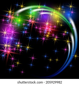 Glowing multicolor salute and firework with sparkle stars