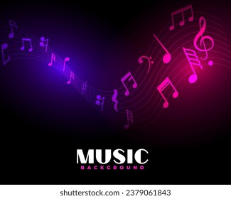glowing musical note in pentagram style for party or club night vector