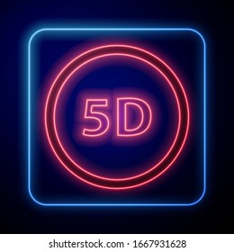 Leuchtendes Neon 5d Virtual Reality Symbol einzeln auf blauem Hintergrund. Grosses dreidimensionales Logo. Vektorillustration-Illustration