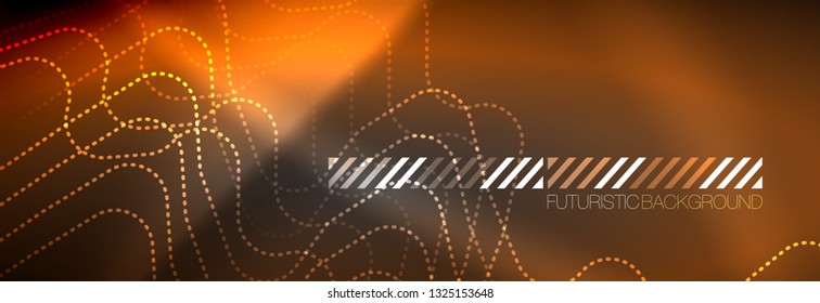 Líneas abstractas de neón brillante, plantilla tecno futurista, ilustración vectorial