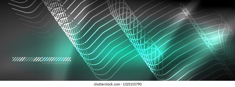 Líneas abstractas de neón brillante, plantilla tecno futurista, ilustración vectorial