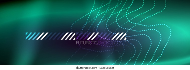 Líneas abstractas de neón brillante, plantilla tecno futurista, ilustración vectorial