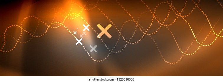Glowing neon abstract lines, techno futuristic template, vector illustration