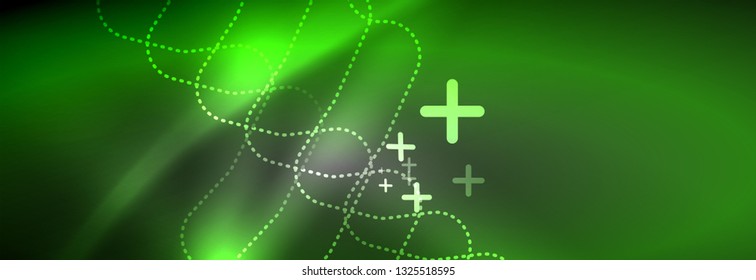 Glowing neon abstract lines, techno futuristic template, vector illustration