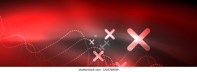 Glowing neon abstract lines, techno futuristic template, vector illustration