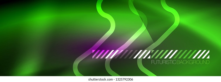 Leuchtende abstrakte Neon-Linien, techno-futuristische Vorlage, Vektorgrafik