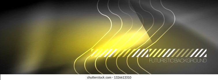 Leuchtende abstrakte Neon-Linien, techno-futuristische Vorlage, Vektorgrafik
