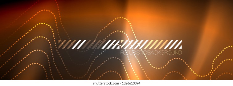 Glowing neon abstract lines, techno futuristic template, vector illustration