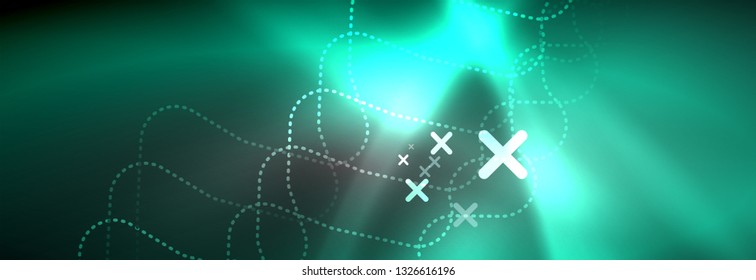 Glowing neon abstract lines, techno futuristic template, vector illustration