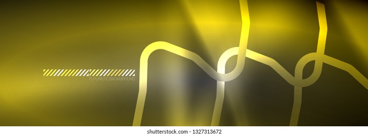Leuchtende abstrakte Neon-Linien, techno-futuristische Vorlage, Vektorgrafik