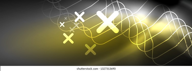 Leuchtende abstrakte Neon-Linien, techno-futuristische Vorlage, Vektorgrafik