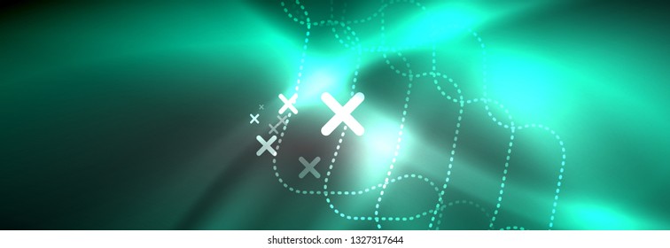 Líneas abstractas de neón brillante, plantilla tecno futurista, ilustración vectorial