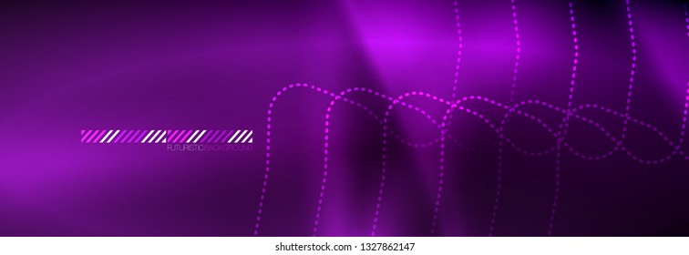 Glowing neon abstract lines, techno futuristic template, vector illustration