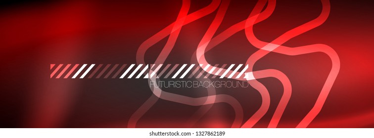 Glowing neon abstract lines, techno futuristic template, vector illustration