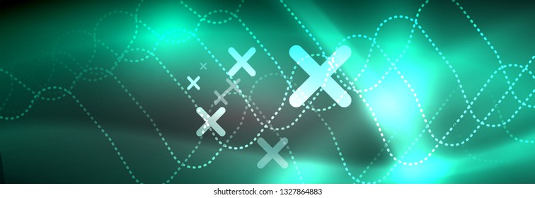 Líneas abstractas de neón brillante, plantilla tecno futurista, ilustración vectorial