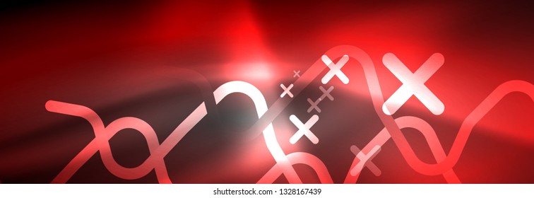 Glowing neon abstract lines, techno futuristic template, vector illustration