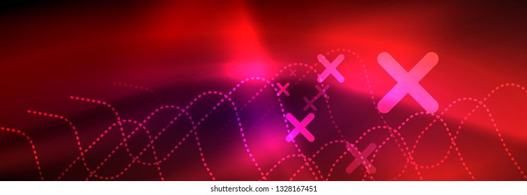 Líneas abstractas de neón brillante, plantilla tecno futurista, ilustración vectorial