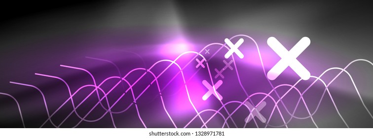 Líneas abstractas de neón brillante, plantilla tecno futurista, ilustración vectorial