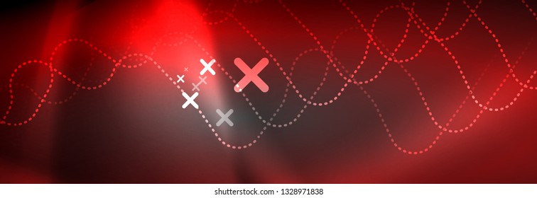 Glowing neon abstract lines, techno futuristic template, vector illustration