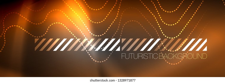 Líneas abstractas de neón brillante, plantilla tecno futurista, ilustración vectorial