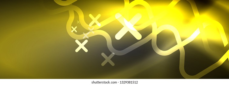 Líneas abstractas de neón brillante, plantilla tecno futurista, ilustración vectorial