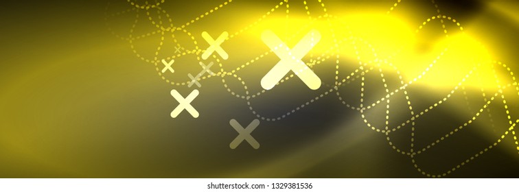 Glowing neon abstract lines, techno futuristic template, vector illustration