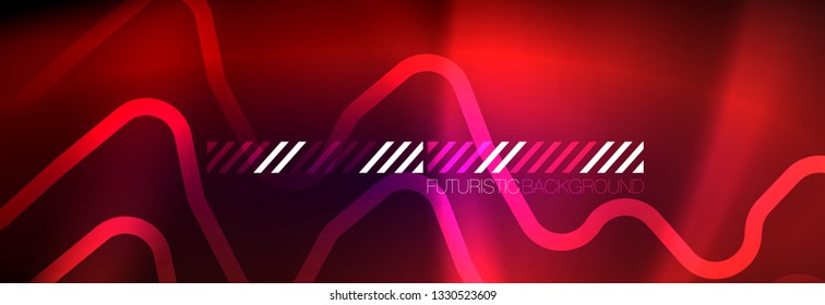 Leuchtende abstrakte Neon-Linien, techno-futuristische Vorlage, Vektorgrafik