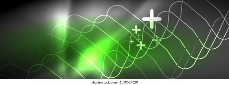 Líneas abstractas de neón brillante, plantilla tecno futurista, ilustración vectorial