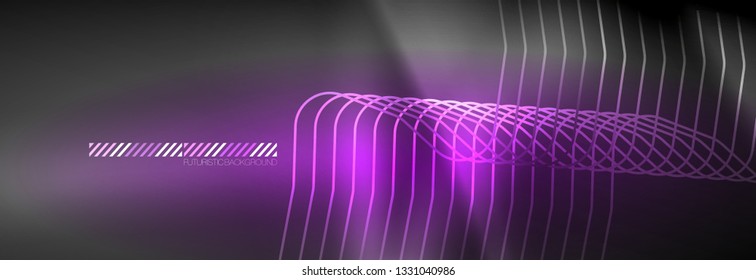 Líneas abstractas de neón brillante, plantilla tecno futurista, ilustración vectorial