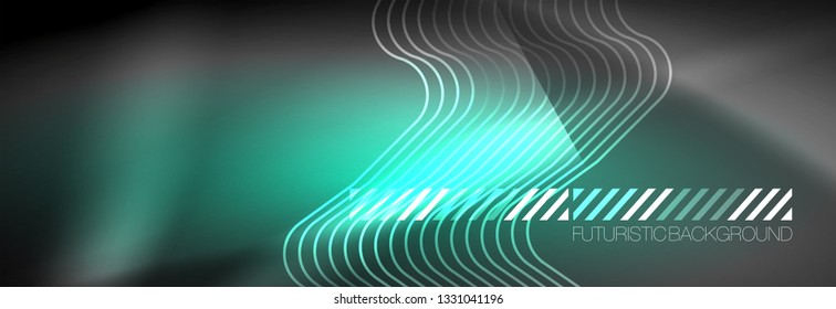 Leuchtende abstrakte Neon-Linien, techno-futuristische Vorlage, Vektorgrafik