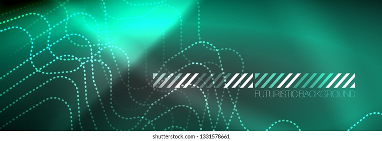 Líneas abstractas de neón brillante, plantilla tecno futurista, ilustración vectorial