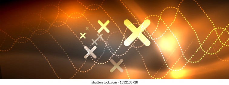 Líneas abstractas de neón brillante, plantilla tecno futurista, ilustración vectorial