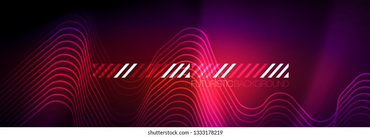 Leuchtende abstrakte Neon-Linien, techno-futuristische Vorlage, Vektorgrafik