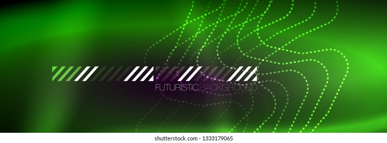 Líneas abstractas de neón brillante, plantilla tecno futurista, ilustración vectorial