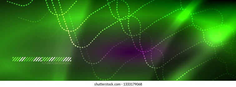 Líneas abstractas de neón brillante, plantilla tecno futurista, ilustración vectorial