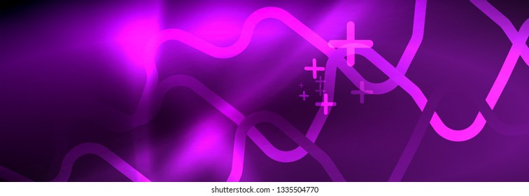 Linhas abstratas de néon brilhantes, modelo futurista de techno, ilustração vetorial