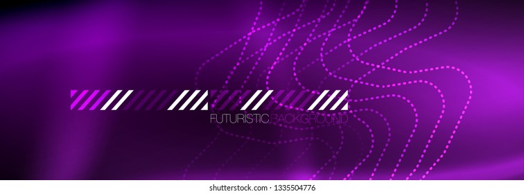 Líneas abstractas de neón brillante, plantilla tecno futurista, ilustración vectorial