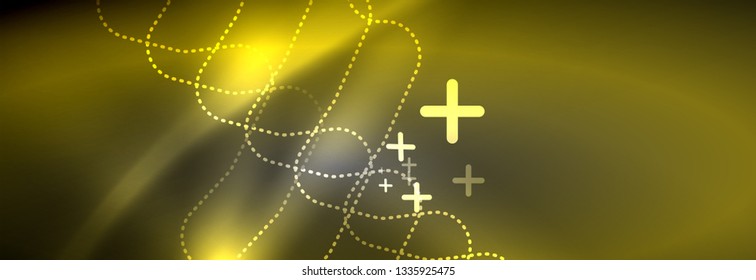 Glowing neon abstract lines, techno futuristic template, vector illustration