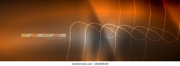Glowing neon abstract lines, techno futuristic template, vector illustration