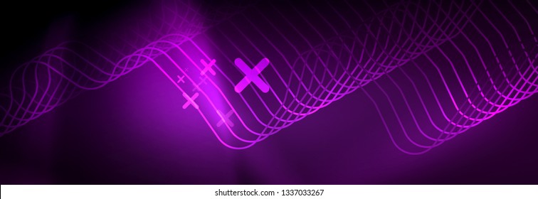 Líneas abstractas de neón brillante, plantilla tecno futurista, ilustración vectorial