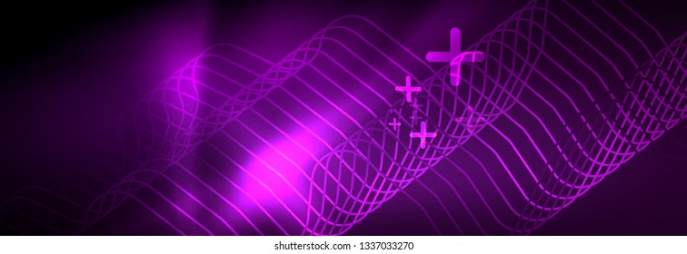 Líneas abstractas de neón brillante, plantilla tecno futurista, ilustración vectorial