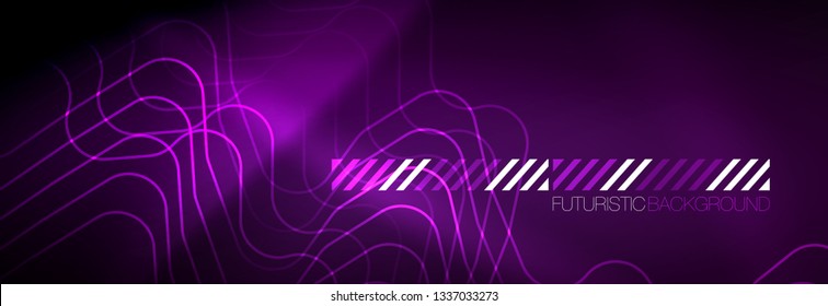 Leuchtende abstrakte Neon-Linien, techno-futuristische Vorlage, Vektorgrafik