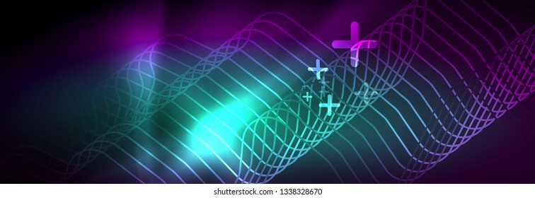 Leuchtende abstrakte Neon-Linien, techno-futuristische Vorlage, Vektorgrafik