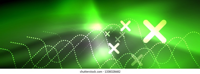 Glowing neon abstract lines, techno futuristic template, vector illustration