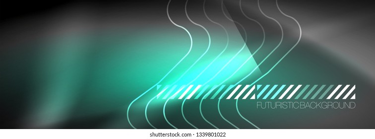 Leuchtende abstrakte Neon-Linien, techno-futuristische Vorlage, Vektorgrafik
