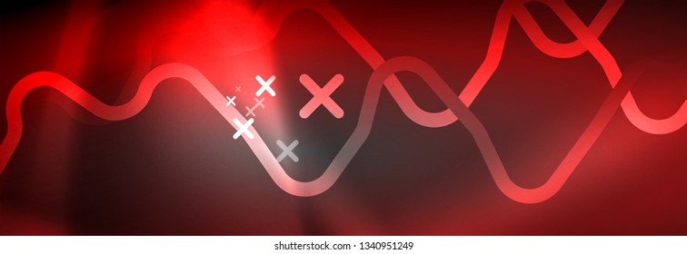 Líneas abstractas de neón brillante, plantilla tecno futurista, ilustración vectorial