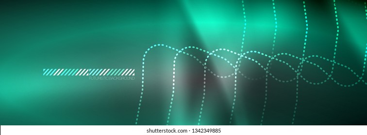 Leuchtende abstrakte Neon-Linien, techno-futuristische Vorlage, Vektorgrafik
