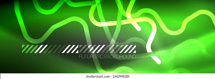 Leuchtende abstrakte Neon-Linien, techno-futuristische Vorlage, Vektorgrafik